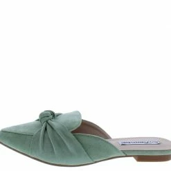 Forever Link Mules11 Mint Green Pointed Toe Knotted Mule Loafer Flat