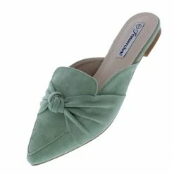 Forever Link Mules11 Mint Green Pointed Toe Knotted Mule Loafer Flat