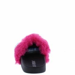 CAPE ROBBIN Musical Yellow Faux Fur Open Toe Flat Slide Sandal