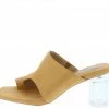 MACHI Shoes Nani Camel Square Open Toe Lucite Slide Heel