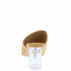 MACHI Shoes Nani Camel Square Open Toe Lucite Slide Heel