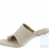 MACHI Nani Nude Suede Square Open Toe Lucite Slide Heel