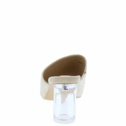 MACHI Nani Nude Suede Square Open Toe Lucite Slide Heel