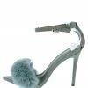 Liliana Shoes Elizabeth254 Sage Faux Fur Open Toe Ankle Strap Heel