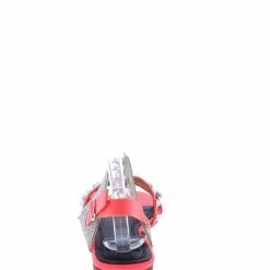 In Touch Lillian170 Neon Pink Rhinestone Multi Strap Slingback Sandal