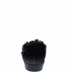 Shoe Republica Noble Black Pointed Toe Braided Cross Strap Mule Loafer Flat