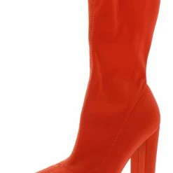Liliana Tammi124 Orange Pointed Toe Pull On Boot Boots