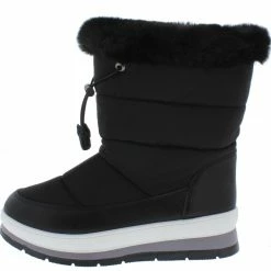 Legend Olaf01 Black Fabric Quilted Cinch Front Snow Boot
