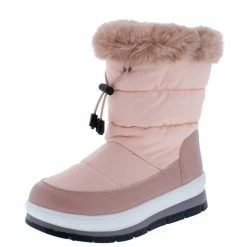 Legend Olaf01 Pink Fabric Quilted Cinch Front Snow Boot