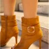 Mata On Duty Tan Peep Toe Ankle Buckle Boot What's New