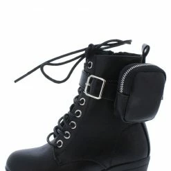 Forever Link Pacific33k Kids Black Lace Up Combat Ankle Boot
