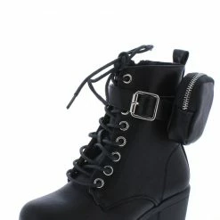 Forever Link Pacific33k Kids Black Lace Up Combat Ankle Boot