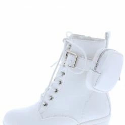 Forever Link Little Princess Pacific33k Kids White Lace Up Combat Ankle Boot