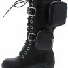 Forever Link Little Princess Pacific34k Kids Black Lace Up Buckle Knee High Boot