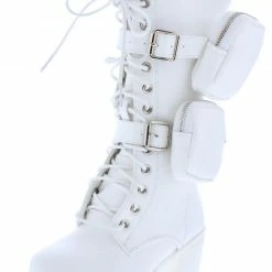 Forever Link Little Princess Pacific34k Kids White Lace Up Buckle Knee High Boot