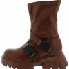 Mata Panic Tan Dual Buckle Chunky Lug Sole Boot