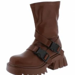 Mata Panic Tan Dual Buckle Chunky Lug Sole Boot