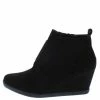 Forever Link What's New Peggy46 Black Almond Toe Side Zip Wedge Boot