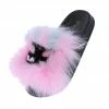 CAPE ROBBIN Piano Pink Faux Fur Open Toe Flat Slide Kids Sandal