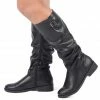 QUPID Plateau274bx Black Side Buckle Knee High Boot