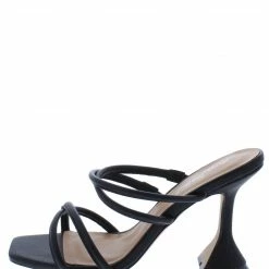 Bamboo What's New Pleasure02 Black Cross Strappy Open Toe Square Heel