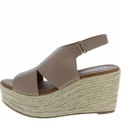 WESTWOOD Prema02 Taupe Peep Toe Cut Out Slingback Espadrille Wedge Sandal Wedges