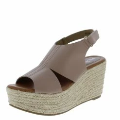 WESTWOOD Prema02 Taupe Peep Toe Cut Out Slingback Espadrille Wedge Sandal Wedges