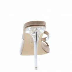 Mata Pride Wear Taupe Rock Stud Lucite Open Toe Stiletto Heel Shoes