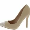ELEGANCE Prime4 Nude Embellished Pointed Toe Stiletto Pump Heel