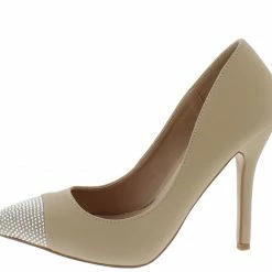 ELEGANCE Prime4 Nude Embellished Pointed Toe Stiletto Pump Heel
