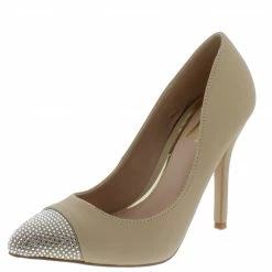 ELEGANCE Prime4 Nude Embellished Pointed Toe Stiletto Pump Heel