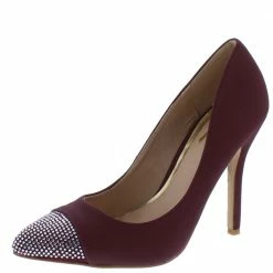 ELEGANCE What's New Prime4 Wine Embellished Pointed Toe Stiletto Pump Heel