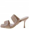 Mata Shoes Puffy Nude Square Open Toe Dual Strap Slide Heel