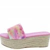 JP What's New Purchase18 Pink Pleated Open Toe Platform Espadrille Wedge