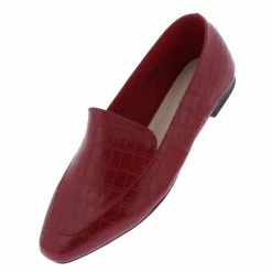 JP What's New Purist05 Red Crocodile Square Almond Toe Loafer Flat