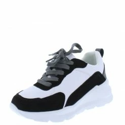 Mata Raiders Black Two Tone Lace Up Tapered Sneaker Flat Shoes