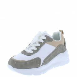 Mata Raiders Olive Two Tone Lace Up Tapered Sneaker Flat Shoes