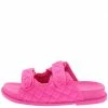 Liliana Shoes Loralie11 Pink Quilted Dual Strap Flat Slide Sandal
