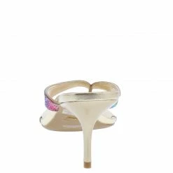 JP Reform16 Gold Multi Embellished Thong Slide Heel