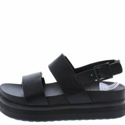 JP Reiki02 Black Open Toe Slingback Platform Flat Sandal What's New