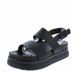 JP Reiki02 Black Open Toe Slingback Platform Flat Sandal What's New