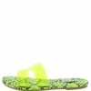 CAPE ROBBIN Relaxed Lime Cut Out Lucite Open Toe Flat Slide Sandal
