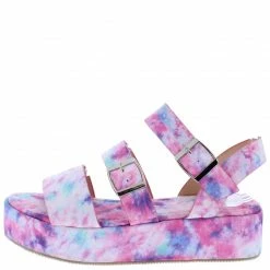 In Touch Mary035 Multi Tie Dye Tri Strap Open Toe Platform Wedge What's New