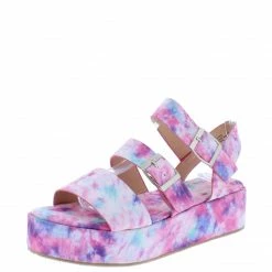 In Touch Mary035 Multi Tie Dye Tri Strap Open Toe Platform Wedge What's New