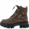In Touch Boots Angela022 Brown Pu Side Buckle Lace Up Hiking Boot
