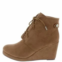 In Touch Nova031 Taupe Suede Oxford Wedge Ankle Boot Boots