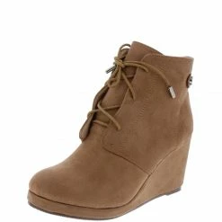 In Touch Nova031 Taupe Suede Oxford Wedge Ankle Boot Boots