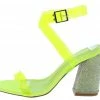 CAPE ROBBIN Shoes Sane Lime Lucite Open Toe Ankle Strap Rhinestone Heel