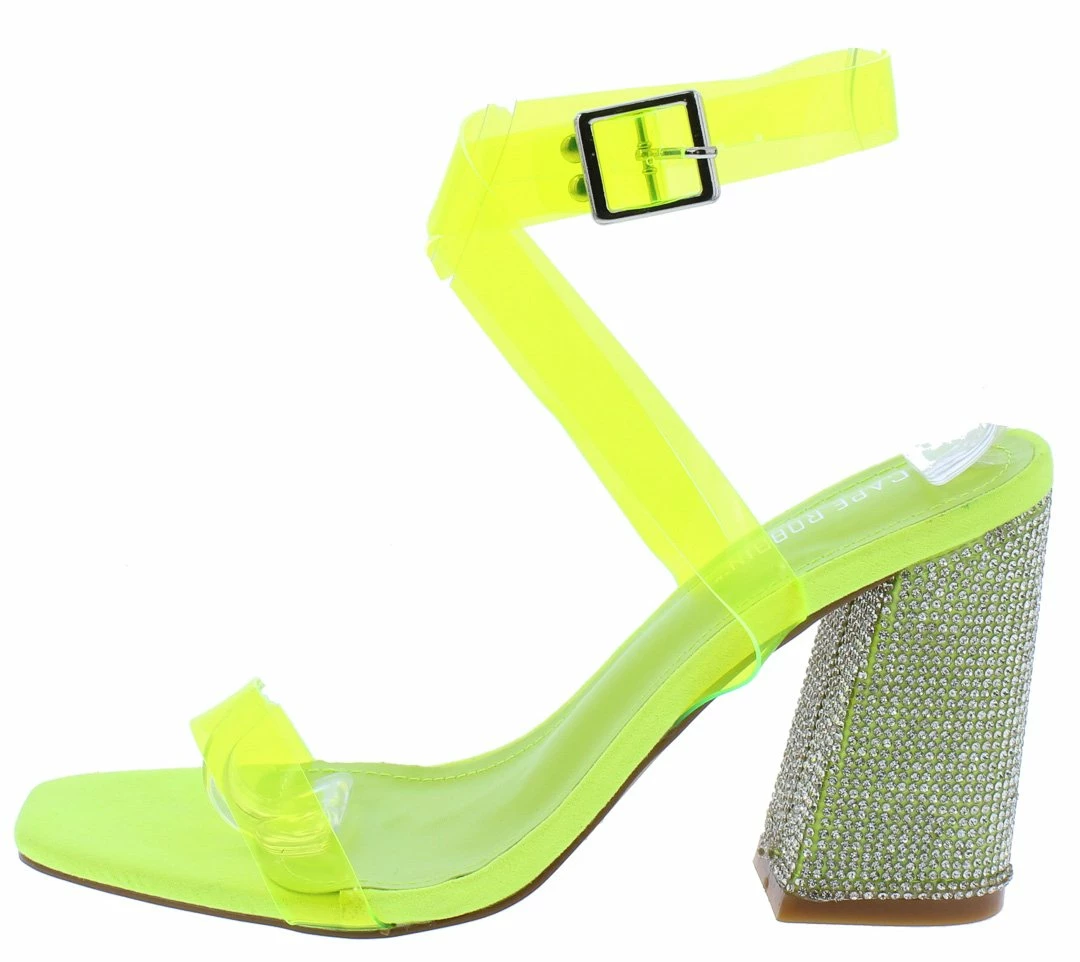 CAPE ROBBIN Shoes Sane Lime Lucite Open Toe Ankle Strap Rhinestone Heel 3 CAPE ROBBIN Shoes Sane Lime Lucite Open Toe Ankle Strap Rhinestone Heel