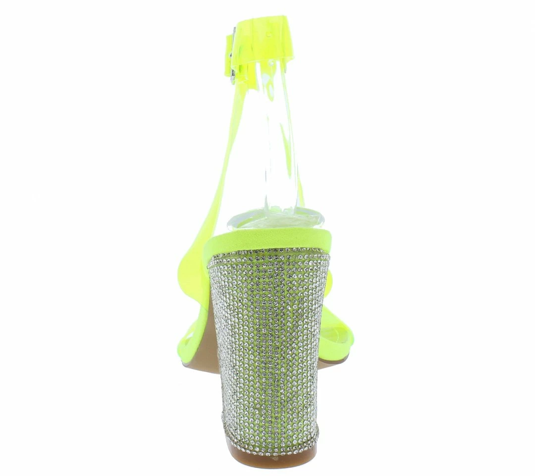 CAPE ROBBIN Shoes Sane Lime Lucite Open Toe Ankle Strap Rhinestone Heel 5 CAPE ROBBIN Shoes Sane Lime Lucite Open Toe Ankle Strap Rhinestone Heel